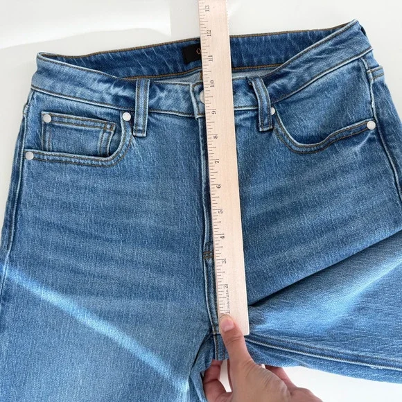 Quince Bella Jeans Womens 27 High Rise Relaxed Straight Stretch Denim Atlantic - Picture 10 of 12